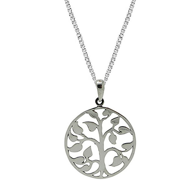 Antique-Finish Tree-of-Life Trinity Charm 925 Sterling Silver Pendant & Necklace